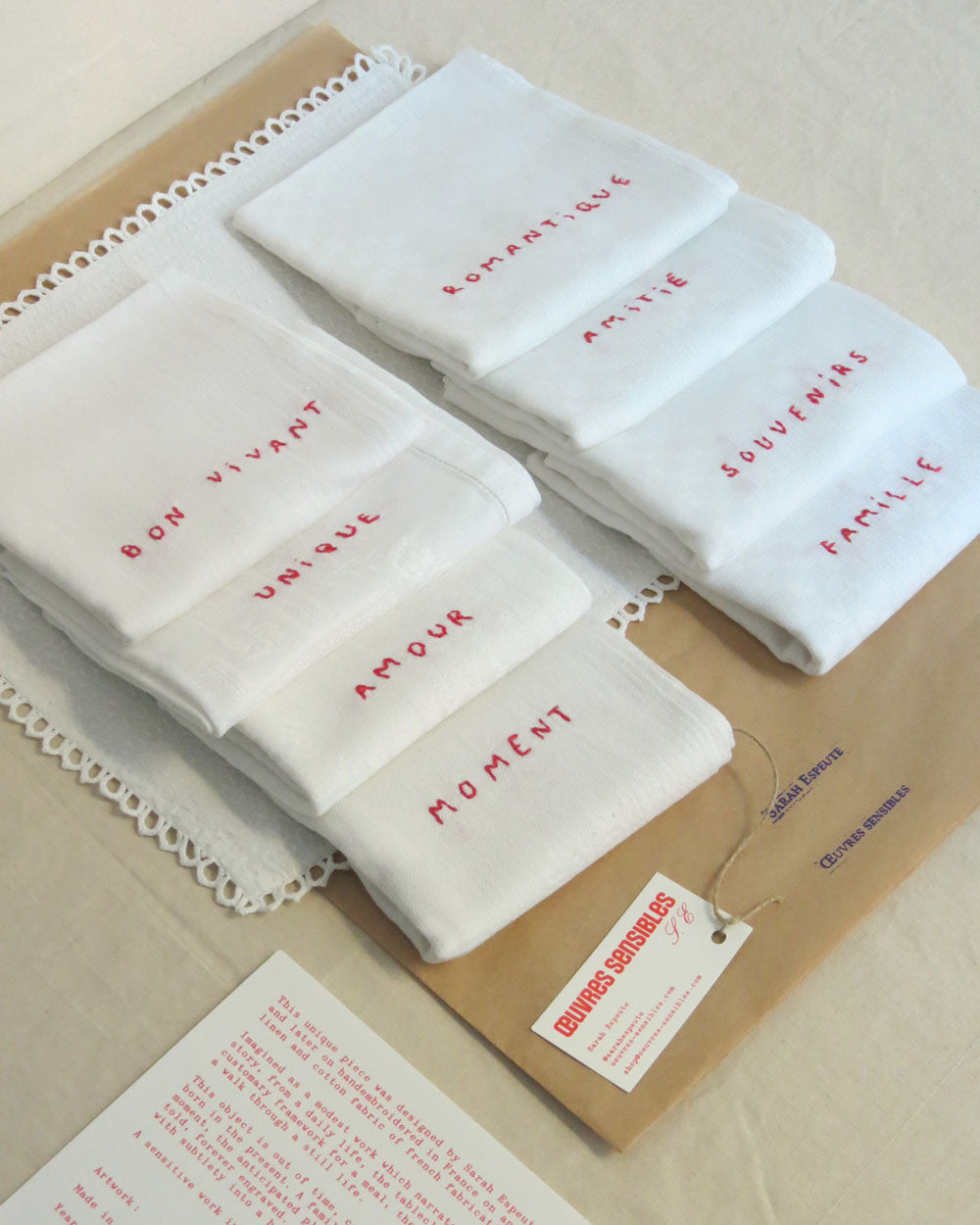 Serviettes Mot Rouge pour 8