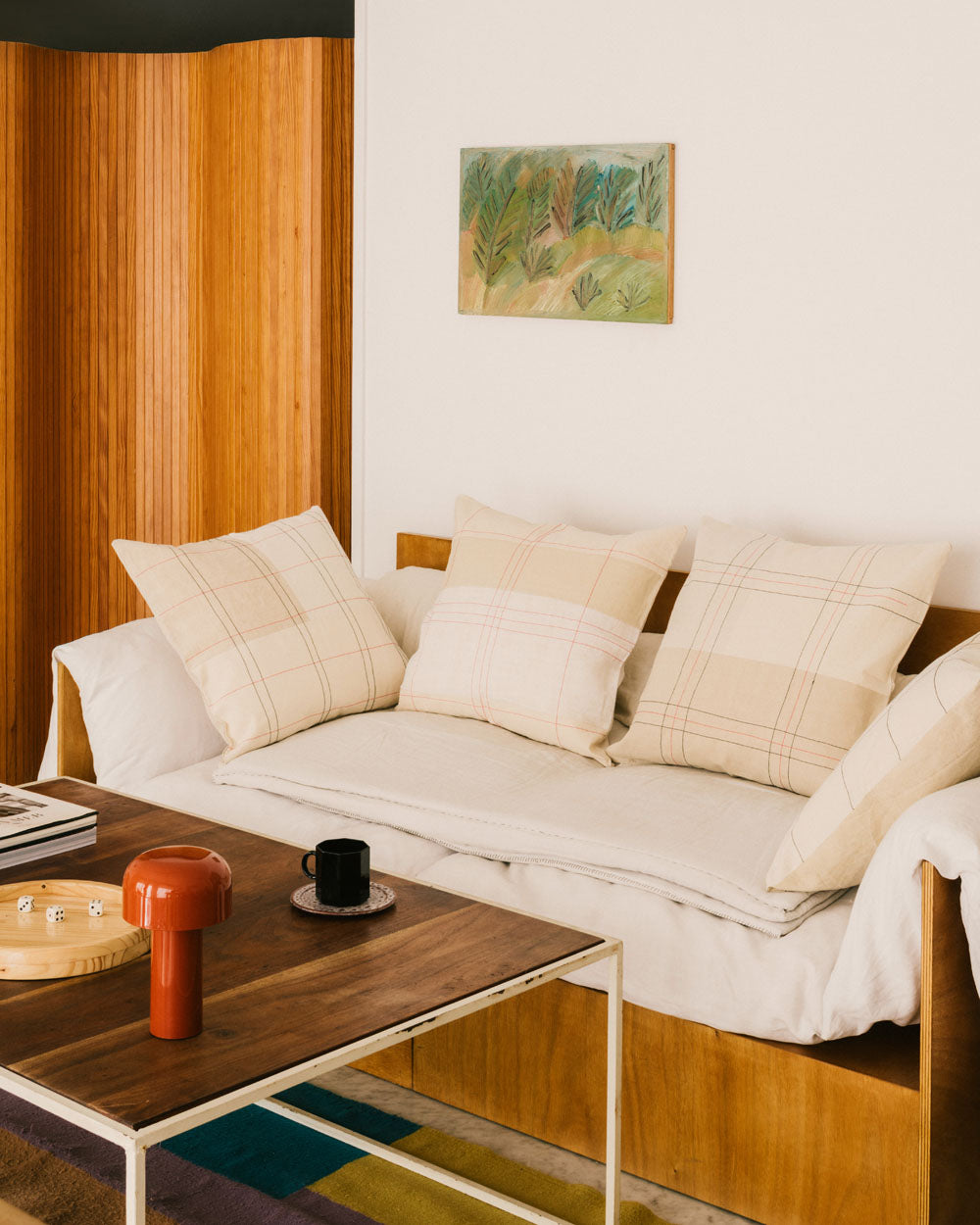 Coussin Patchwork Lignes Rouges & Noires