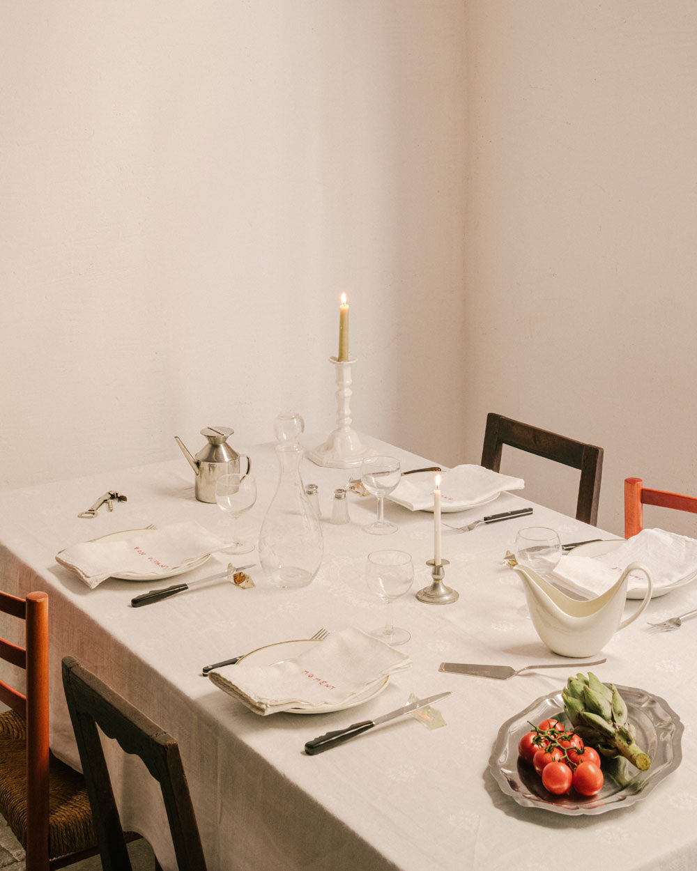 Serviettes Mot Rouge pour 8