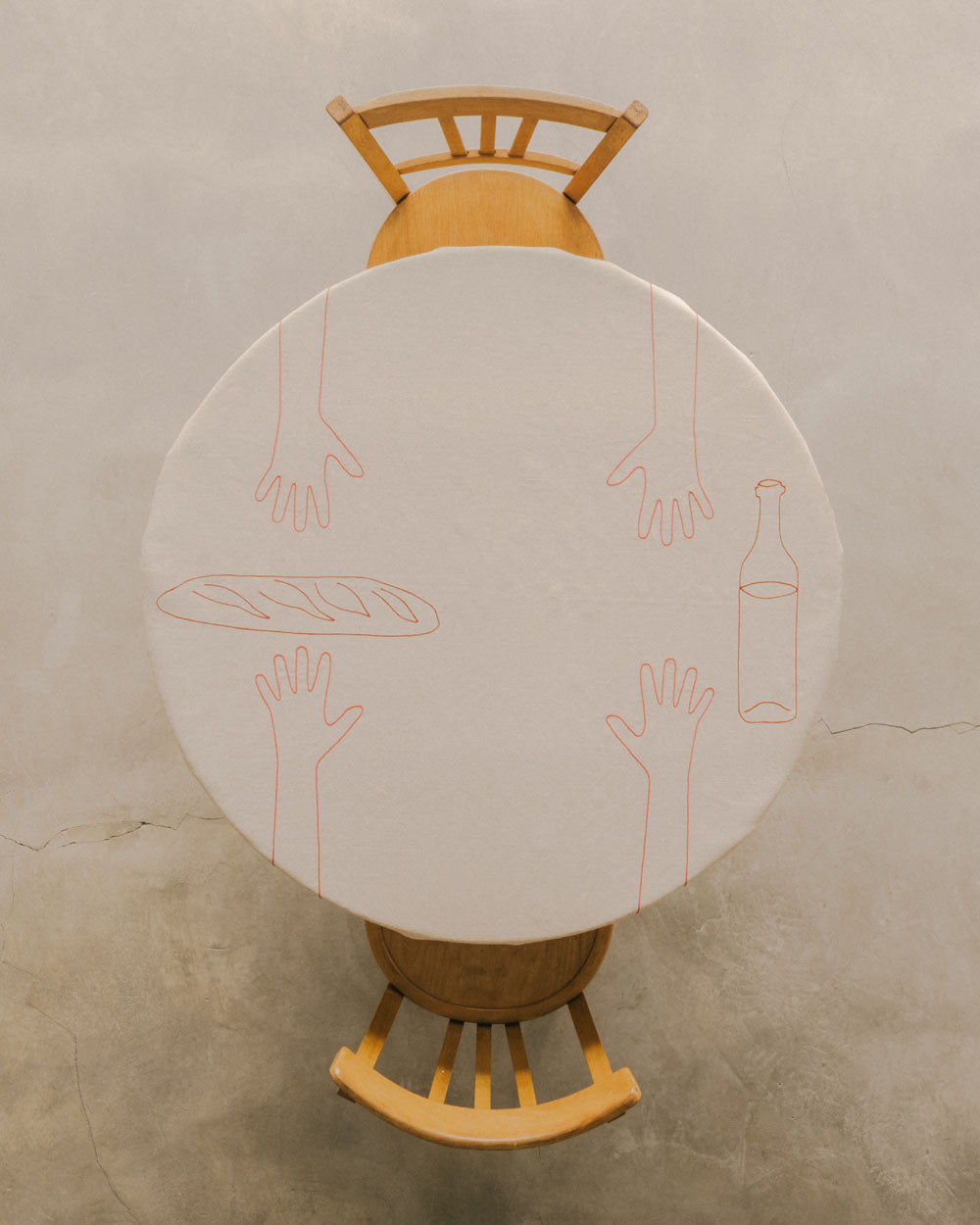 Mains sur la Table Tablecloth - Red