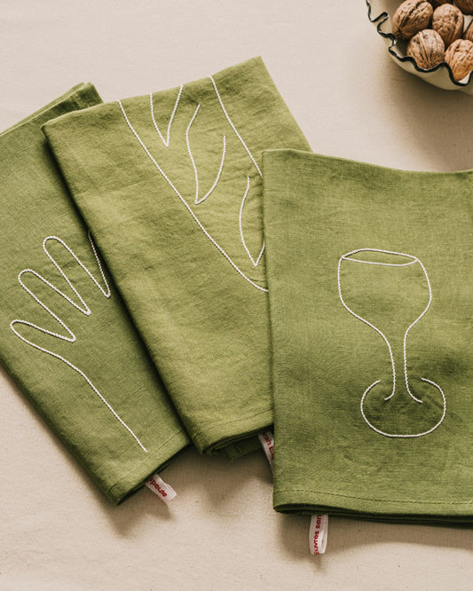 Hand, Bread, Glass Kitchen Towels - Set of 3