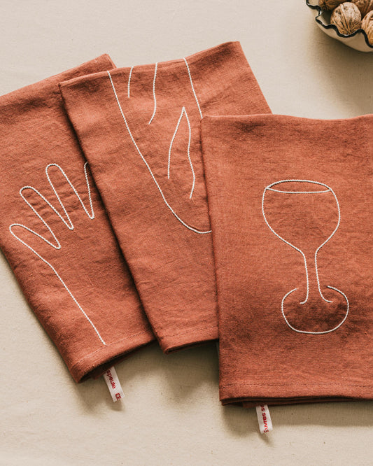 Hand, Bread, Glass Kitchen Towels - Set of 3