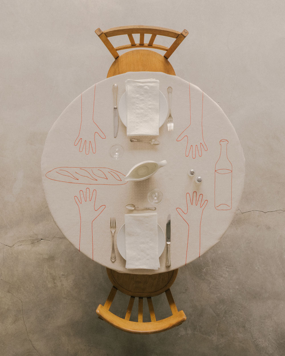 Nappe Mains sur la Table - Rouge