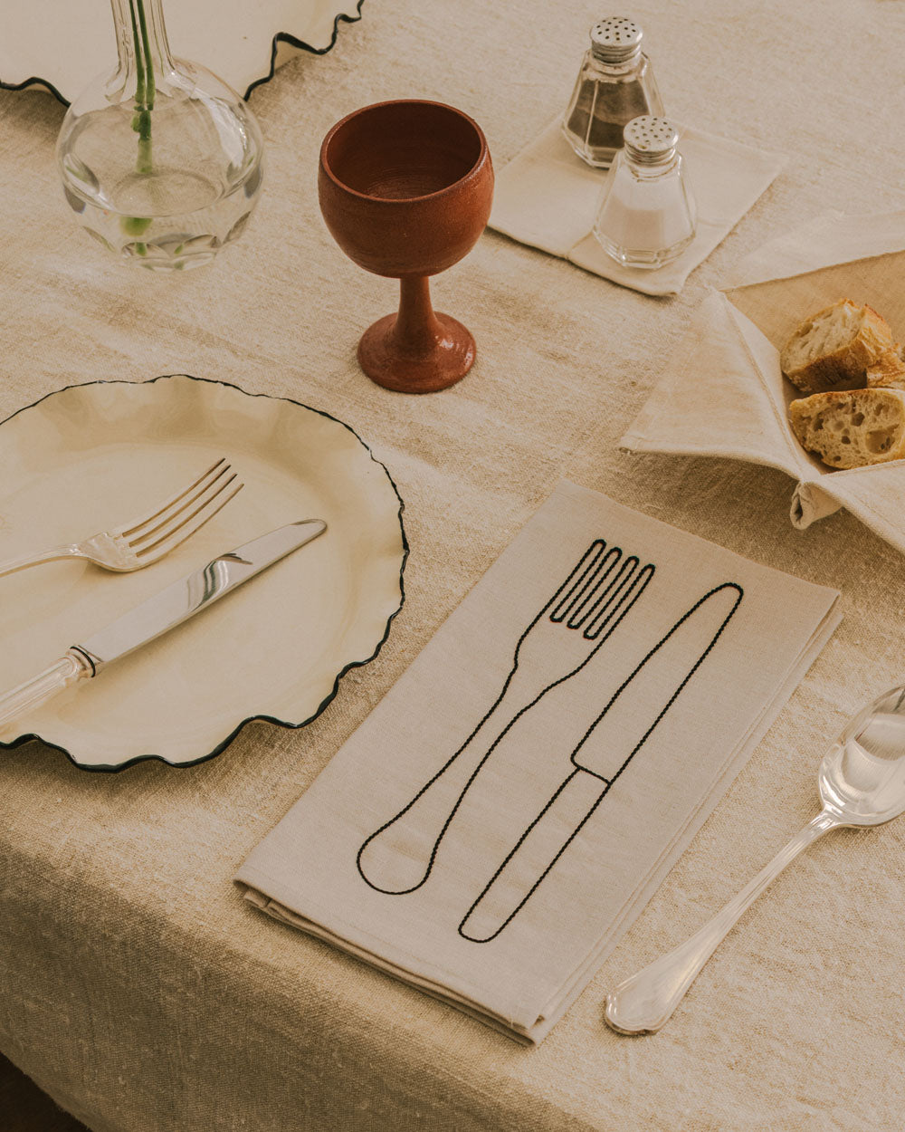 Serviette Fourchette & Couteau Lin Beige