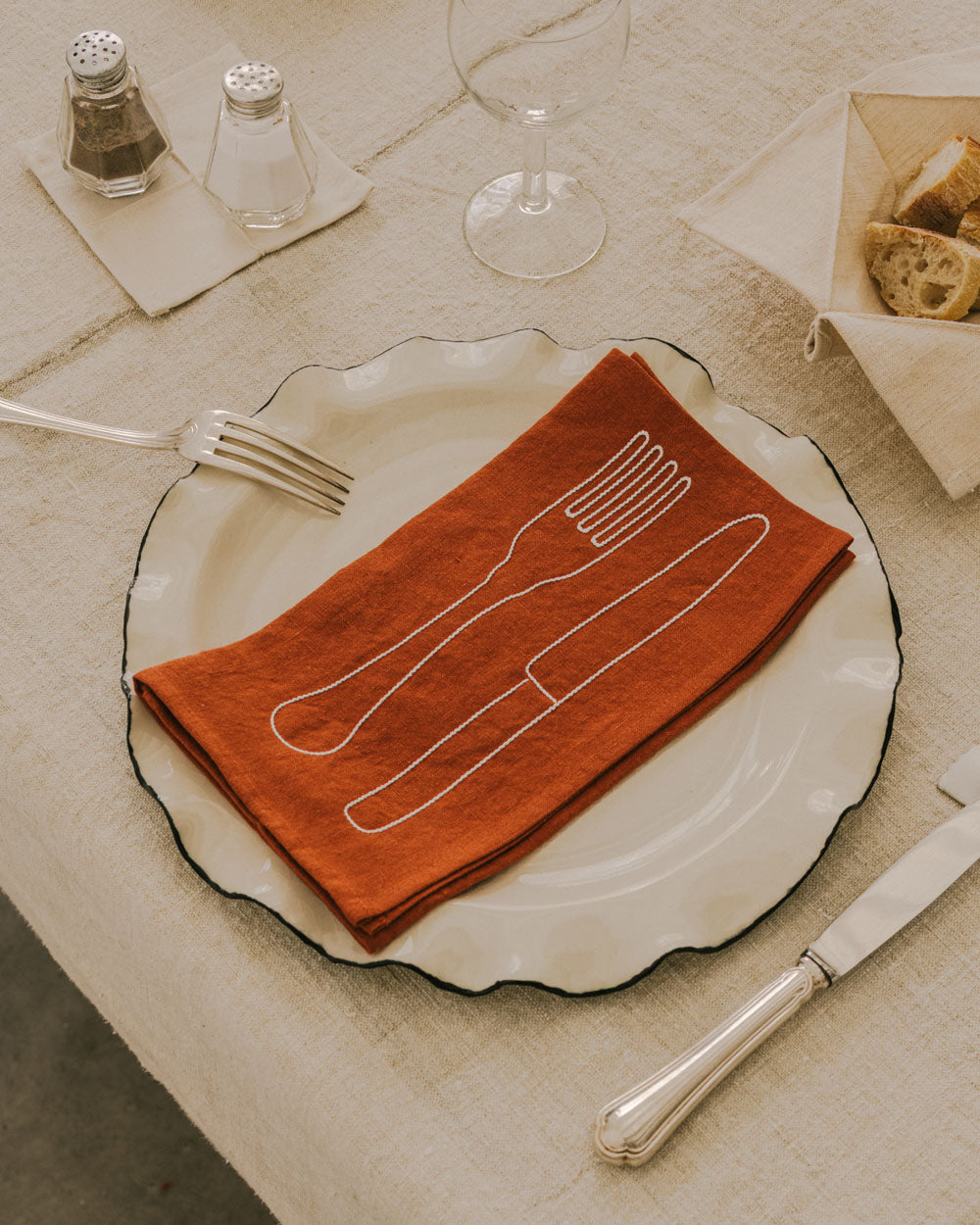 Serviette de Table Fourchette & Couteau Lin Couleur