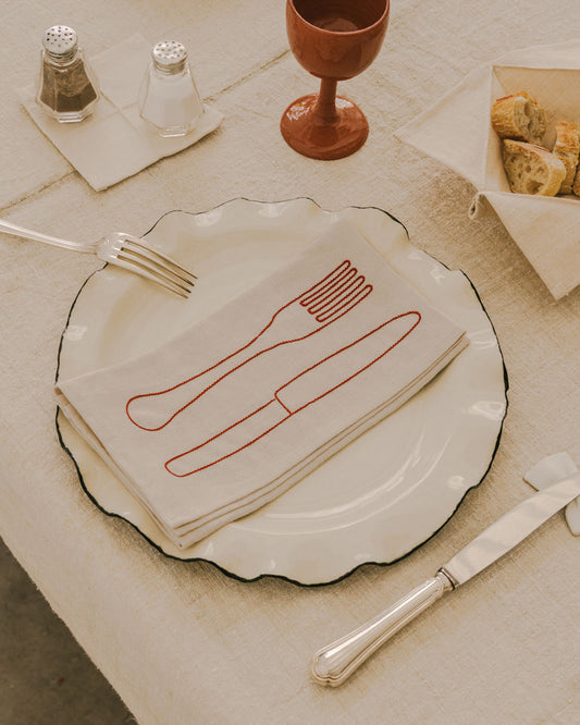 Serviette Fourchette & Couteau Lin Beige