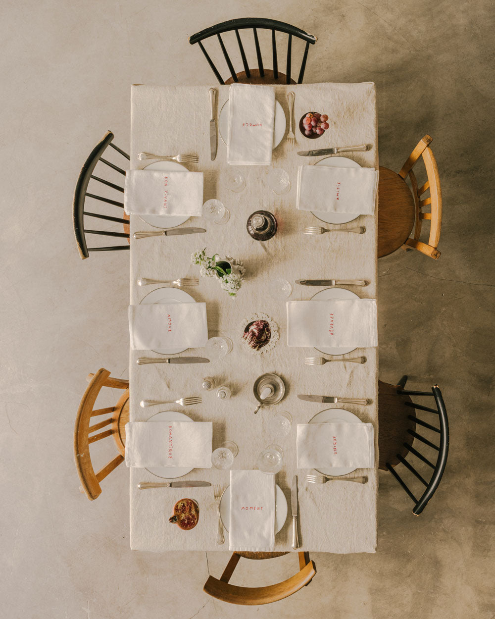 Serviettes Mot Rouge pour 8