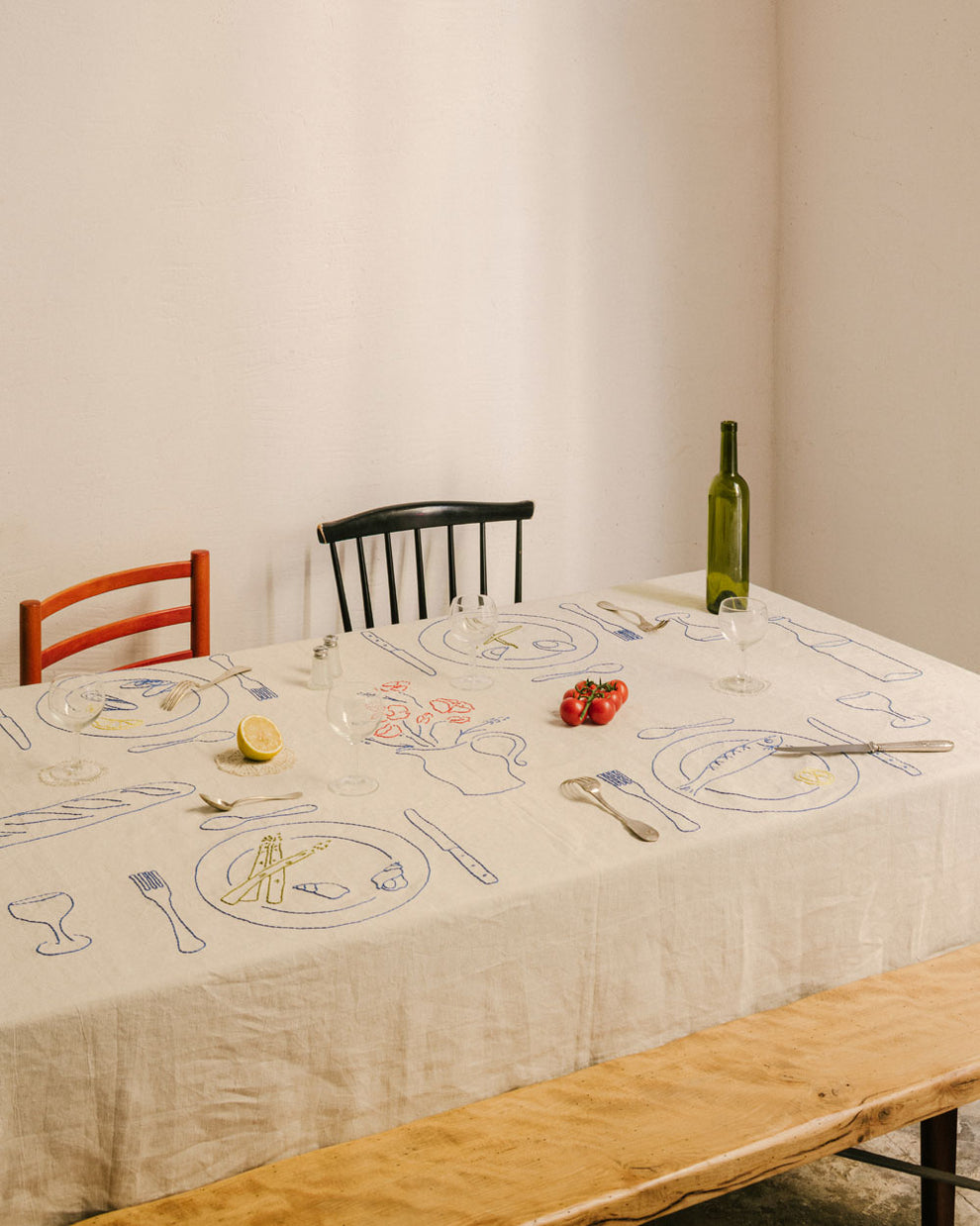 Repas du Bistrot Tablecloth Blue Œuvressensibles